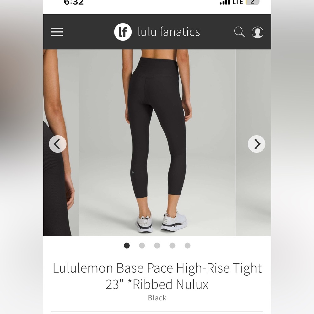 NWT Lululemon Base Pace High Rise Ribbed Nulux 23” size 6 Black